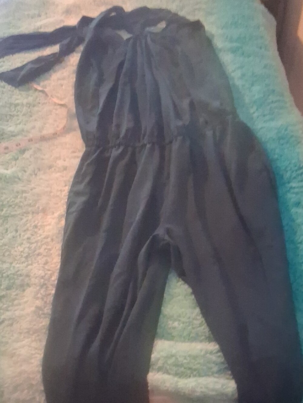 Leith Teal Green Textured Halter Jumpsuit Size S - Picture 5 of 7